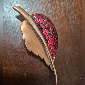Matisse Renoir "Forever" Red & Black Enamel Copper Brooch